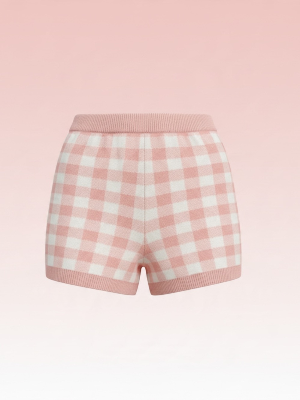 l*space Pink and White Gingham Knit Shorts
